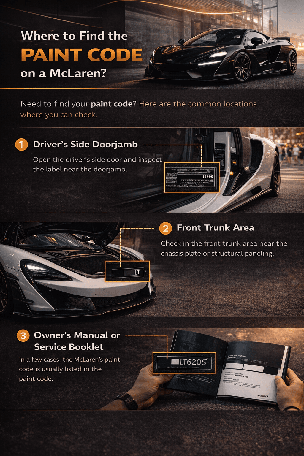 Location of paint code on a McLaren