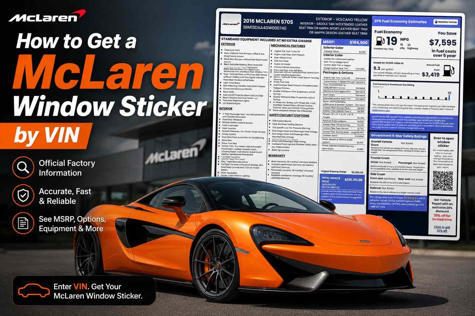 How to Get a McLaren Window Sticker by VIN